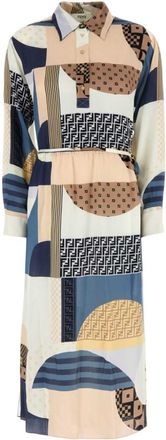 Fendi Multicolor Silk Patchwork Dress