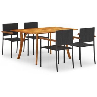 vidaXL Juego De Comedor Para Jard&iacute;n 5 Piezas Negro Vidaxl