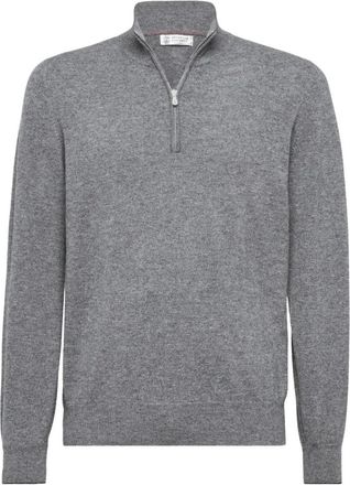 Brunello Cucinelli Cashmere Truien - Heren - Cashmere truien - Grijs - M - Truien & Vesten