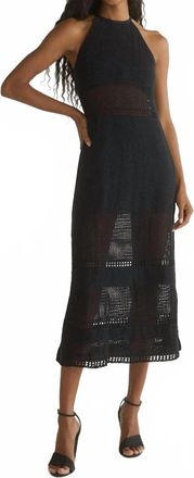 Bella Dahl Halter Crochet Midi Dress In Black