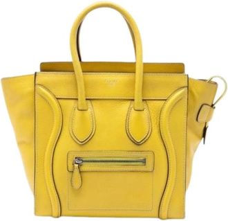 Celine Pre-owned Micro Luggage Tote Bag - Dames - Vintage Shopper - Geel - ONE Size - Leer - Vintage