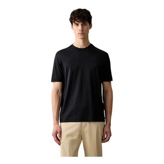 Emporio Armani Jersey T-shirt met micro-adelaar borduursel - Heren - Tops - Blauw - Maat: M Jersey