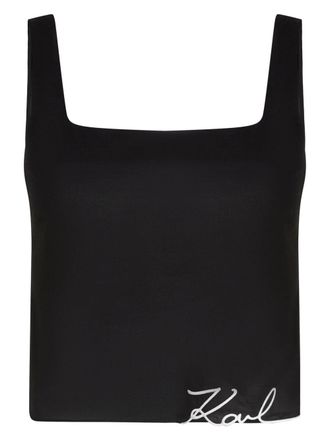 Karl Lagerfeld K/signature cropped top - women - Cotton - S - Black