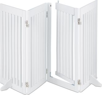 Relaxdays Relaxdays - Barrera Seguridad Perro, Valla Protectora, Puerta, 92x206cm, Plegable, Cerca Protecci&oacute;n Cachorros, Blanco