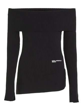 Karl Lagerfeld off-shoulder sweater - women - Polyamide/Viscose - S - Black