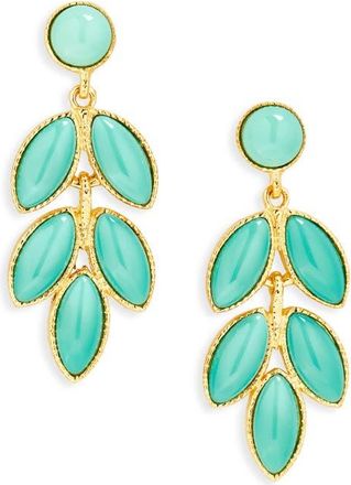 Kenneth Jay Lane Faux Turquoise Leaf Drop Earrings in Gold at Nordstrom