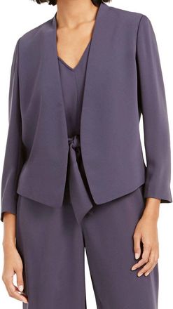 Bar III Womens Collarless Open Front Jacket In Dusk