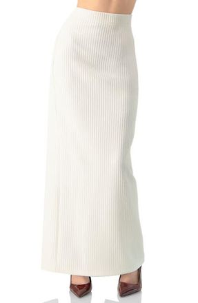 Ivonne Long Ribbed Pencil Skirt with Back Zipper in Natural at Nordstrom, Size 14