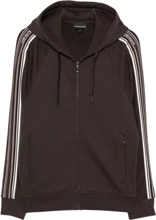 Emporio Armani Logo Katoenen Hoodie - Heren - Vesten met rits - Bruin - L - Katoen - Hoodies & sweatvesten