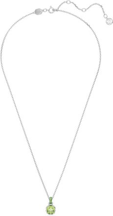 Swarovski Ketting met hanger geboortesteen augustus kussen geslepen groen - Dames - Kettingen - Grijs - ONE Size - Accessoires