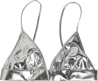Dolce & Gabbana Womens Metallic Silver Sleeveless Bustier Cropped Top Nylon Elastane