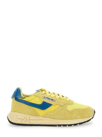 Autry Reelwind Yellow Low Top Sneakers With Logo Patch On Tongue And Side In Leather Blend Woman