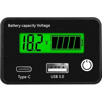 OEM Indicador De Carga De Bater&iacute;a De 12 V, Medidor De Bater&iacute;a, Comprobador De Voltaje Y Capacidad De La Bater&iacute;a, Indicador De Bater&iacute;a Usb Y Tipo C Para Ba