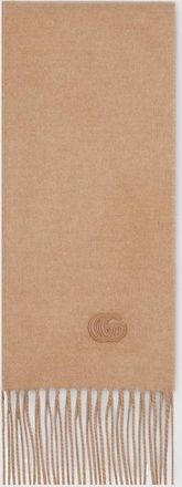 Gucci Cashmere Scarf With Patch, Beige
