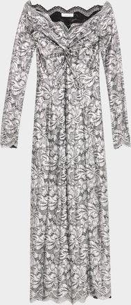 Paco Rabanne Off-The-Shoulder Lace Midi Dress