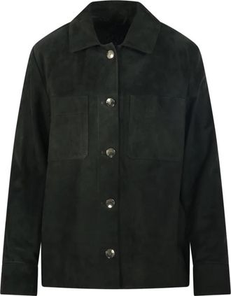 Max Mara Abisso Leren Jas - Dames - Leren en Su&egrave;de Jassen - Groen - M - Leer - Jassen