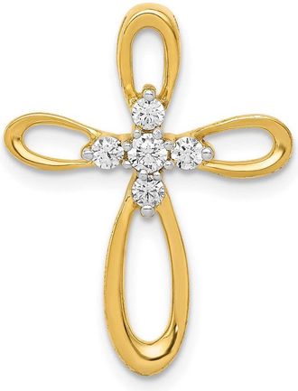 Diamond2Deal 14k Yellow Gold 1/5ct. Diamond Cross Chain Slide Pendant