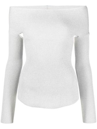 Khaite Top a coste Salma con spalle scoperte - Argento