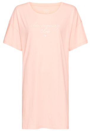 Vivance Nachthemd VIVANCE DREAMS, Damen, Gr. 40/42, N-Gr, rosa, Single Jersey, Obermaterial: 100% Baumwolle, bedruckt, unifarben, loose fit mini, Rundhals, Kl