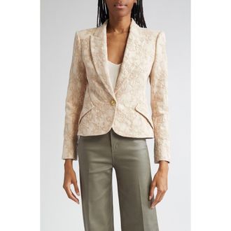 L'agence Jennah Crinkled Cotton Twill Blazer in Neutral Crinkle Twill at Nordstrom Rack, Size 12