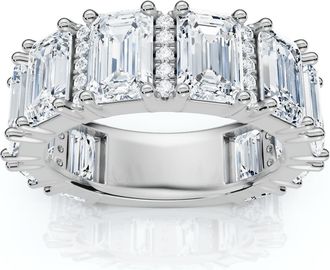 Pompeii3 5 1/2Ct Naya Emerald Cut Diamond Wedding Band 14k Gold/Pt Stack Ring Lab Grown