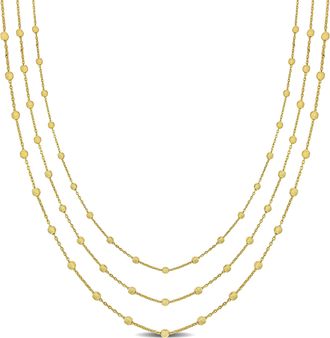 Mimi & Max 3-Strand Station Ball Necklace in Yellow Plated Sterling Silver - 16+2 in