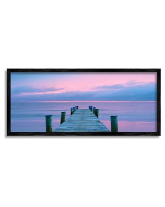 Stupell Industries Vivid Sunset Ocean Dock Horizon Framed Giclee Wall Art By Jack Reed