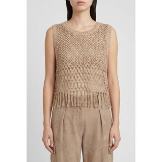 Brunello Cucinelli Beige Linen Sleeveless Sweater, Size X-Small