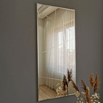 Dmora Espejo Dobbiaco, Detalles Geom&eacute;tricos, Forma Rectangular, Tipo De Piso, De Pared, 62x2h Cm Plata