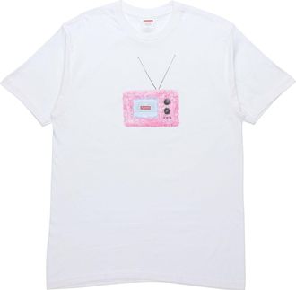 SUPREME SS18 TV Tee White Printing Short Sleeve Unisex White Pink SUP-SS18-0084