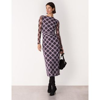 Whistles Check Mesh Dress in Burgundy/multi at Nordstrom, Size 10