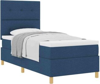vidaXL Box Spring Bed with Mattress Blue 80 x 200 cm Fabric vidaXL