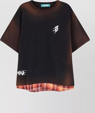 Barrow graphic t shirt round neck layered hem