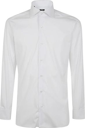 Barba Casual Overhemd met Hals - Heren - Zakelijke Overhemden - Wit - 4XL - Katoen - Overhemden