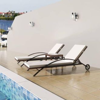 vidaXL Vidaxl - Lettini Prendisole con Tavolino in Polyrattan Marrone