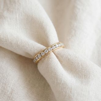 Pompeii3 1ct Diamond Wedding Eternity Stackable 14K Yellow Gold Ring Channel Set Size Selectable
