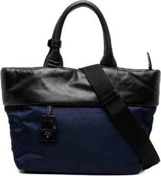Prada Pre-owned Tote Bags, female, Blue, Size: ONE SIZE Pre-owned Nylon Tote Bag