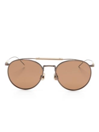 Brunello Cucinelli BC2004ST pilot-frame sunglasses - unisex - Titanium - 52 - Brown