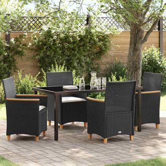 vidaXL Vidaxl - Conjunto De Comedor De Jard&iacute;n 5 Pcs Negro Rat&aacute;n Sint&eacute;tico