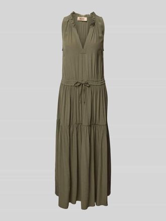 Mos Mosh Maxikleid mit Tunikakragen Modell Sabri in Khaki, Gr&ouml;&szlig;e XS