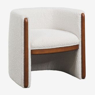 Sklum Pack De 2 Sillas De Comedor Con Reposabrazos En Madera Y Tela Boucl&eacute; Bekasi Sklum