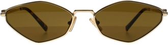 Miu Miu Oval Womens Gold Dark Brown MU 56ZS Metal - One Size