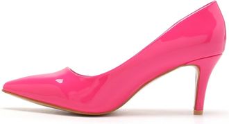 Generic Womens Court Shoes Low Heels Pointed Toe Office Work Mid Heel Pumps Wedding Shoes for Women Ladies UK, Hot Pink Patent-6