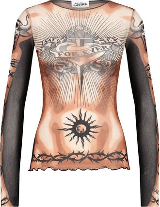 Jean Paul Gaultier Safe Sex Tatoo Print Top