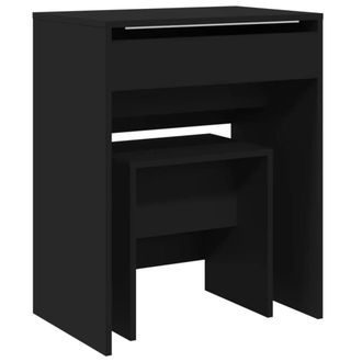 Berkfield Home Dressing Table & Stool Black 60x40x113.5 cm