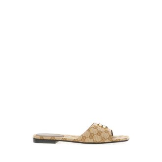 Gucci Double G Slide Sandal - Dames - Schoenen - Beige - Maat: 38 1/2 EU Leer