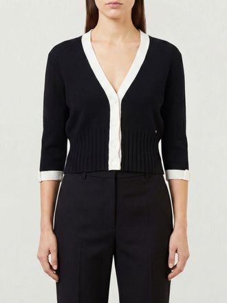 Valentino Cardigan slim fit in cotone con scollo a V e profili a contrasto