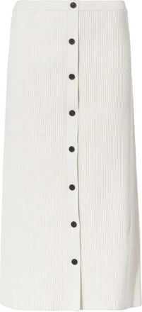Proenza Schouler Ribgebreide rok met knopen aan de voorkant - Dames - Midirokken - Beige - XS - Polyester - Rokken