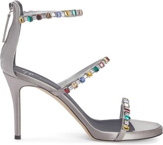 Giuseppe Zanotti Harmony Diamond 100mm sandals - women - Fabric/Leather/Leather - 35 - Grey