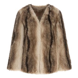 Twinset Giacca/Cappa a fibra lunga - - Jackets - Donna - Beige - S